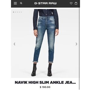 $190 G-Star Raw Navik Jeans size 26